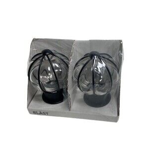 Ikea Blast Glass Globe Black Steel Curtain Round Rod Finials 402.172.48 Opened